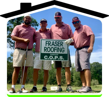 fraser roofing employees supporting cops on the golf course
