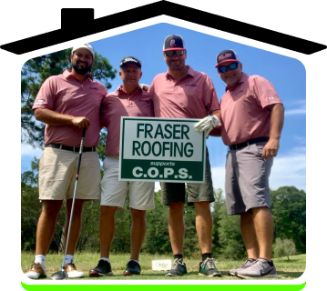 fraser roofing employees supporting cops on the golf course